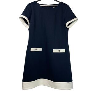 Tommy Hilfiger shift dress short sleeve navy white trim mod inspired plus SZ 16